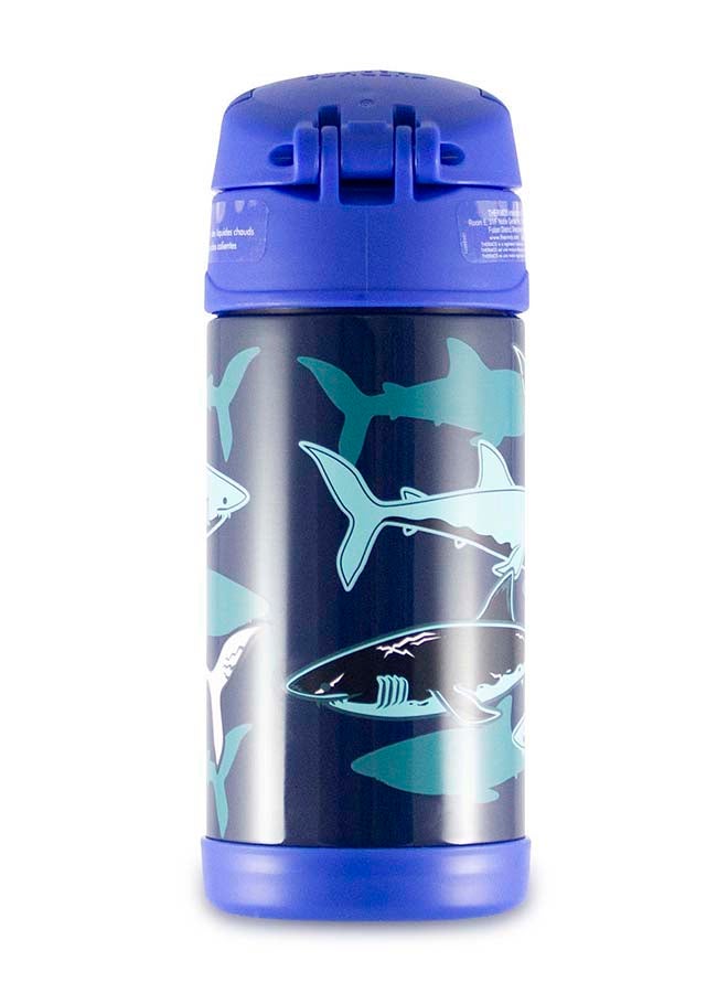 THERMOS زجاجة ترطيب معزولة بالفراغ من الفولاذ المقاوم للصدأ مع غطاء مانع للتسرب وقشة سهلة الشرب - 355 مل سمك القرش - Image 3