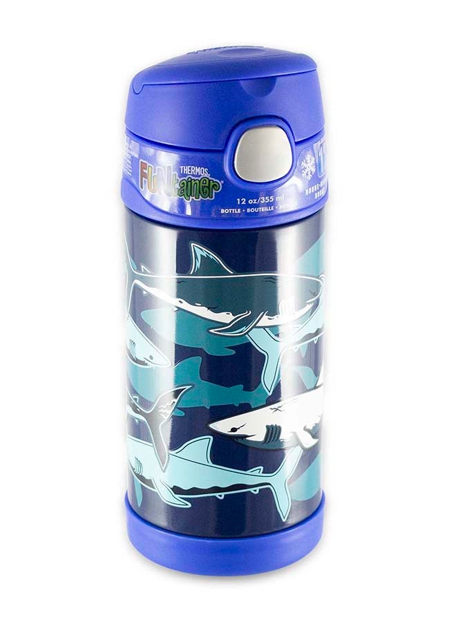 THERMOS زجاجة ترطيب معزولة بالفراغ من الفولاذ المقاوم للصدأ مع غطاء مانع للتسرب وقشة سهلة الشرب - 355 مل سمك القرش - Image 4