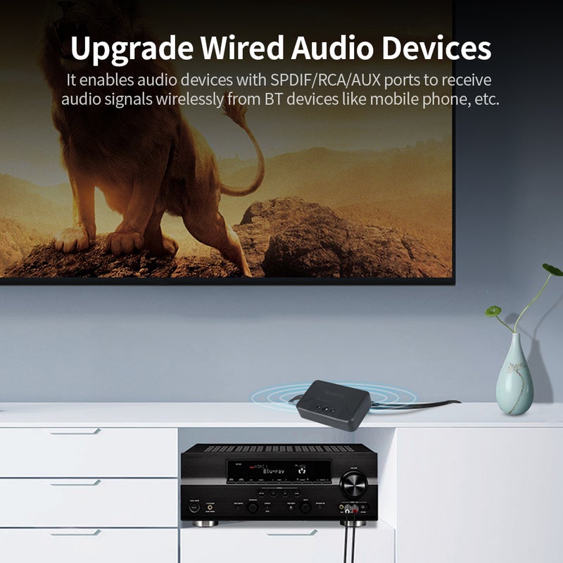 مستقبل صوت بلوتوث 5.0 محول ص سطح المكتب بمخرج SPDIF/RCA/AUX لسماعة سلكية ومكبر صوت واستريو سيارة، أسود - Image 2