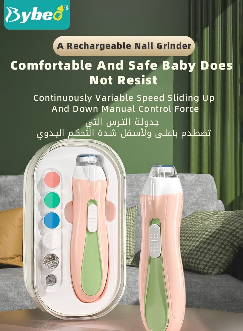 Bybeo Baby Nail Clippers Electric Trimmer Infant Nails File Kit with LED Lighting and 6 Different Sized Sanding Pads Suitable for Newborn Toddler Children or Adults Toes Fingernails Care - Image 2