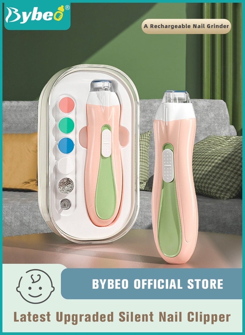 Bybeo Baby Nail Clippers Electric Trimmer Infant Nails File Kit with LED Lighting and 6 Different Sized Sanding Pads Suitable for Newborn Toddler Children or Adults Toes Fingernails Care - Image 1