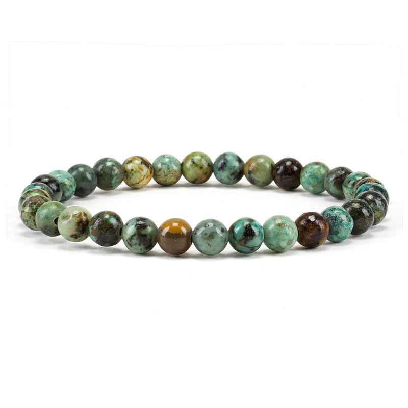 Cherry Tree Collection - Small, Medium, Large Sizes - Gemstone Beaded Bracelets For Women and Men - 6mm Round Beads (African Turquoise, Large) - Image 1