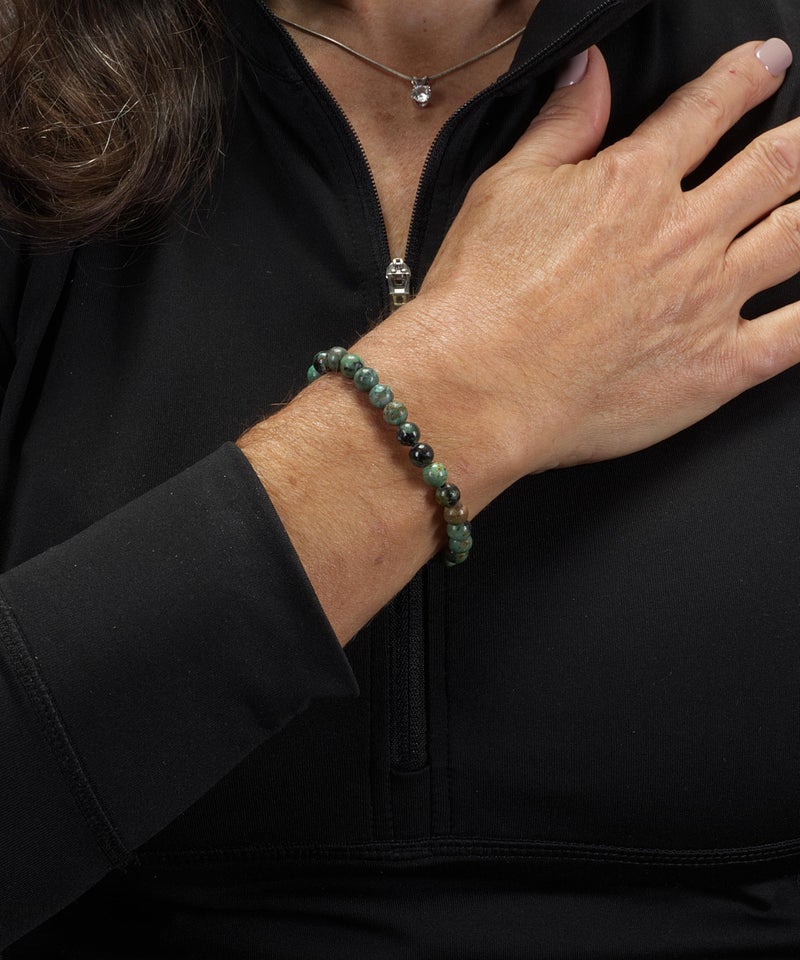 Cherry Tree Collection - Small, Medium, Large Sizes - Gemstone Beaded Bracelets For Women and Men - 6mm Round Beads (African Turquoise, Large) - Image 2