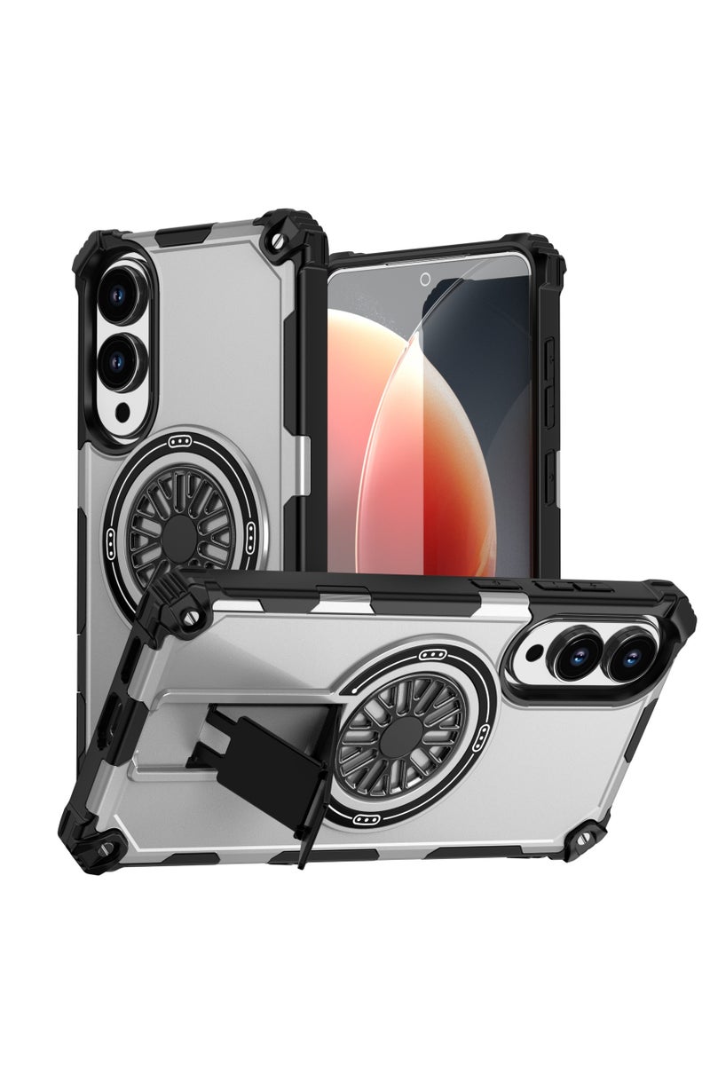 general Suitable for Samsung S25edge protective case, matte skin-feel shockproof protective cover, magnetic suction stand, full-edge scratch-resistant outer shell