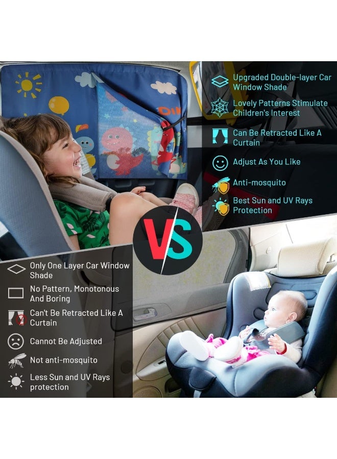 ظلال نوافذ السيارات، ظلال شمسية مزدوجة الطبقة، خصوصية ويندوز الجانبية، الأغلفة الكاملة/خيارات نصف الظل، ديناصورات ظريفة، متوافقة مع السيارة، سيارات الدفع الرباعي، ميني فان - Image 4
