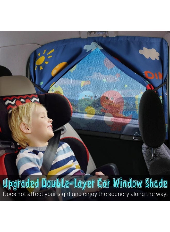 ظلال نوافذ السيارات، ظلال شمسية مزدوجة الطبقة، خصوصية ويندوز الجانبية، الأغلفة الكاملة/خيارات نصف الظل، ديناصورات ظريفة، متوافقة مع السيارة، سيارات الدفع الرباعي، ميني فان - Image 3