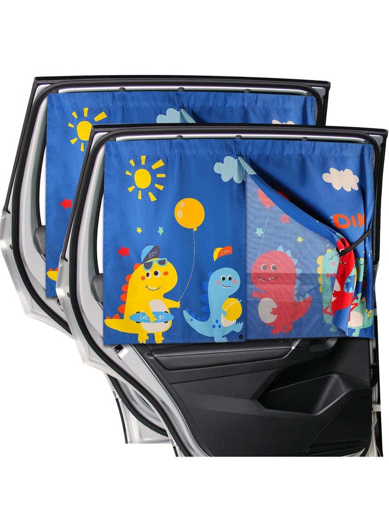 ظلال نوافذ السيارات، ظلال شمسية مزدوجة الطبقة، خصوصية ويندوز الجانبية، الأغلفة الكاملة/خيارات نصف الظل، ديناصورات ظريفة، متوافقة مع السيارة، سيارات الدفع الرباعي، ميني فان - Image 1