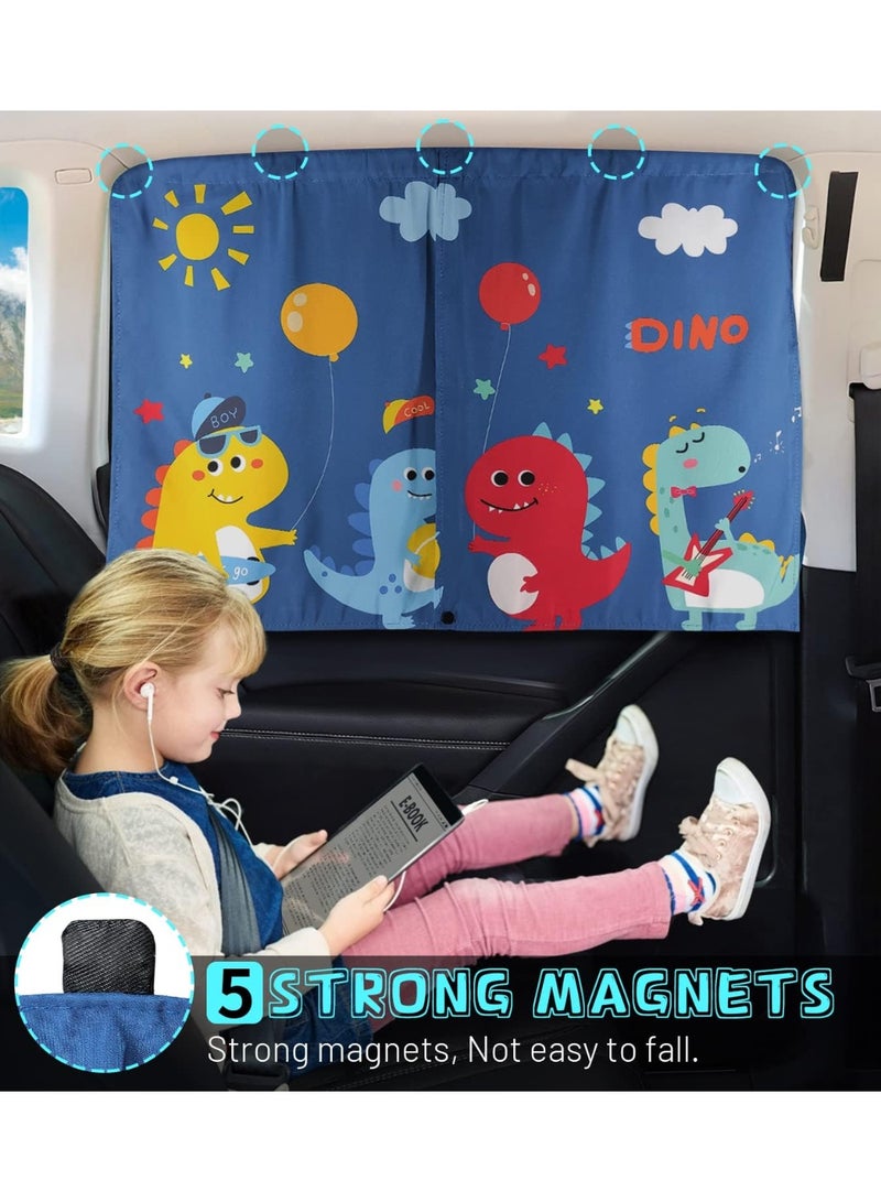 ظلال نوافذ السيارات، ظلال شمسية مزدوجة الطبقة، خصوصية ويندوز الجانبية، الأغلفة الكاملة/خيارات نصف الظل، ديناصورات ظريفة، متوافقة مع السيارة، سيارات الدفع الرباعي، ميني فان - Image 2