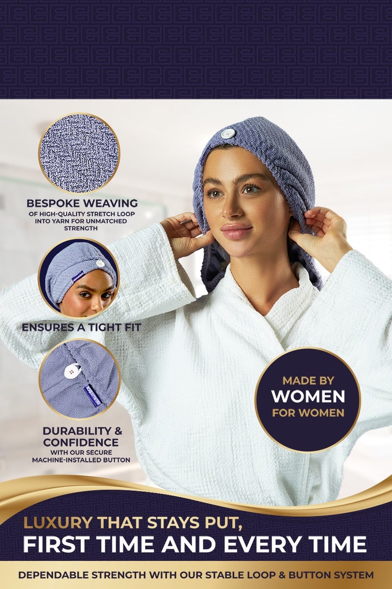 BEAUXSOI BEAUXSOI Copper Infused Hair Towel Wrap Quick Hair-Drying Absorbent Microfiber Towel, Bathrobe Hat, Magic Hair Drying Towel with Luxury Button Design, Anti Frizz, Quick Dry Towel (Serenity Mauve) - Image 4