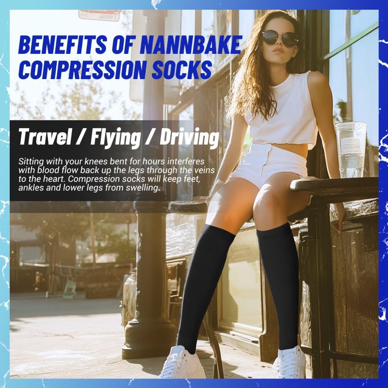 NANNBAKE 3 Pairs Compression Socks for Women & Men 15-20 mmHg,Best Support for Cycling Athletic Hiking Running - Image 3