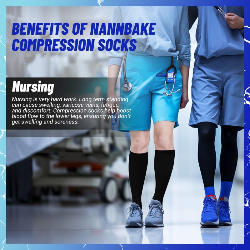 NANNBAKE 3 Pairs Compression Socks for Women & Men 15-20 mmHg,Best Support for Cycling Athletic Hiking Running - Image 4