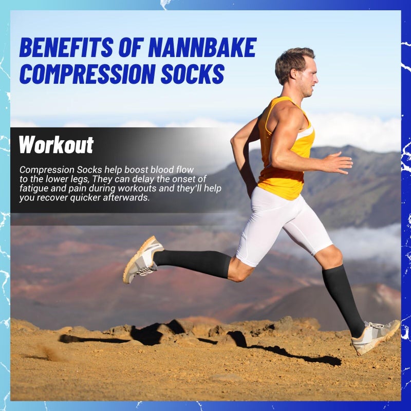 NANNBAKE 3 Pairs Compression Socks for Women & Men 15-20 mmHg,Best Support for Cycling Athletic Hiking Running - Image 2