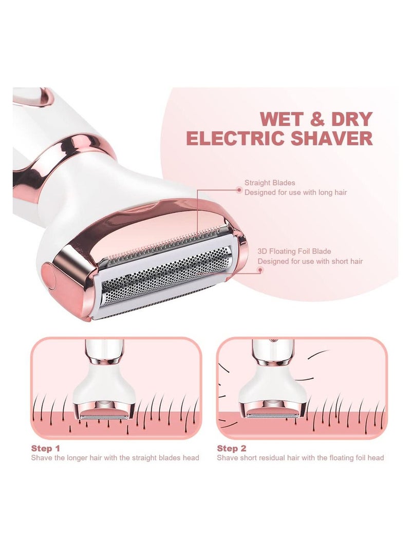 KASTWAVE ماكينة حلاقة كهربائية 4 في 1 للنساء، ماكينة حلاقة كهربائية لإزالة شعر الوجه والساقين والأنف والإبط من MAKINGTEC، ماكينة حلاقة بيكيني محمولة لإزالة الشعر الرطب والجاف بدون سلك مع رأس قابل للفصل، أبيض - Image 4