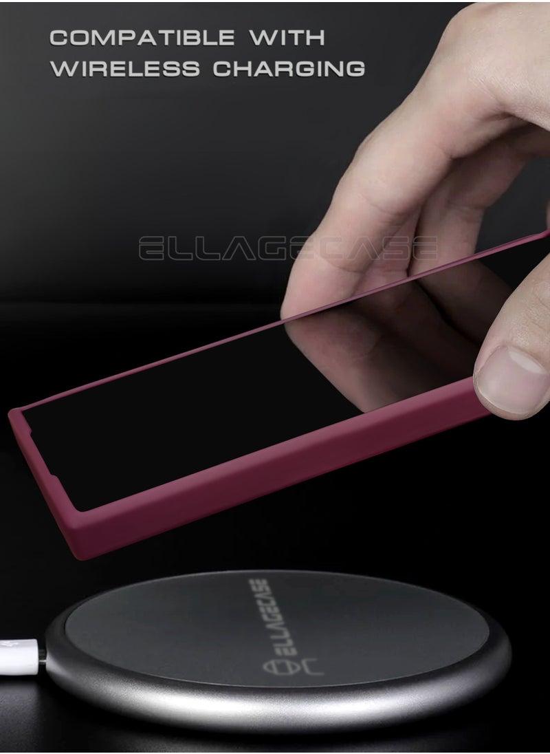 ELLAGECASE - Burgundy Stylish Case for Samsung Galaxy S24 Ultra, Solid Camera Protection, Shockproof, Enhanced Protection, Compatible with MagSafe and Wireless Charging - Image 1
