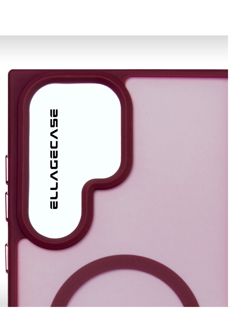 ELLAGECASE - Burgundy Stylish Case for Samsung Galaxy S24 Ultra, Solid Camera Protection, Shockproof, Enhanced Protection, Compatible with MagSafe and Wireless Charging - Image 1