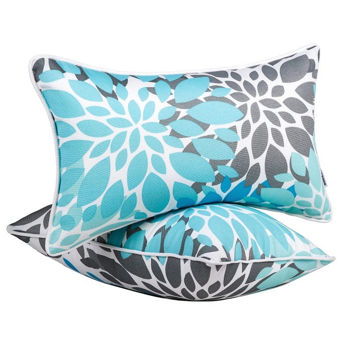 OUTDOOR PILLOWS WATERPROOF SET OF 2 OUTDOOR PILLOW COVERS 12X20 INCH OUTDOOR LUMBAR PILLOW COVERS HOME DECOR FOR FURNITURE PATIO COUCH BED SOFA BEDROOM