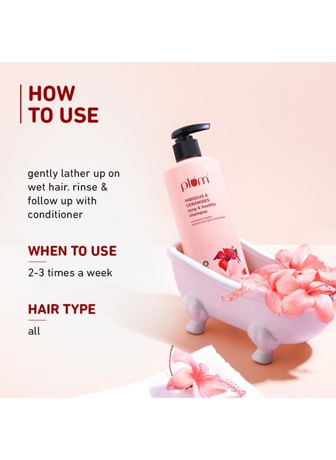 Plum - Hibiscus & Ceramides Shampoo | For Silky, Smooth, Long Hair & Split End Repair | Shampoo For Women And Men | 250Ml - Image 1