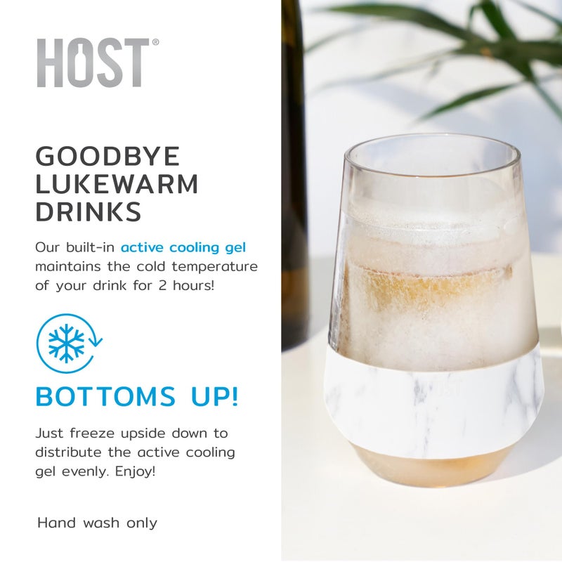 HOST Freeze XL Cooling Cup in Double Walled Insulated Freezable Drink Chilling Tumbler with Freezing Gel, 12 Ounces - Set of 2, Marble - Image 3