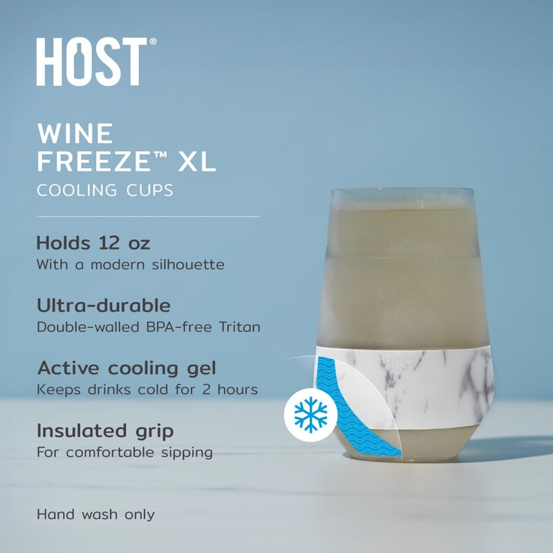 HOST Freeze XL Cooling Cup in Double Walled Insulated Freezable Drink Chilling Tumbler with Freezing Gel, 12 Ounces - Set of 2, Marble - Image 2