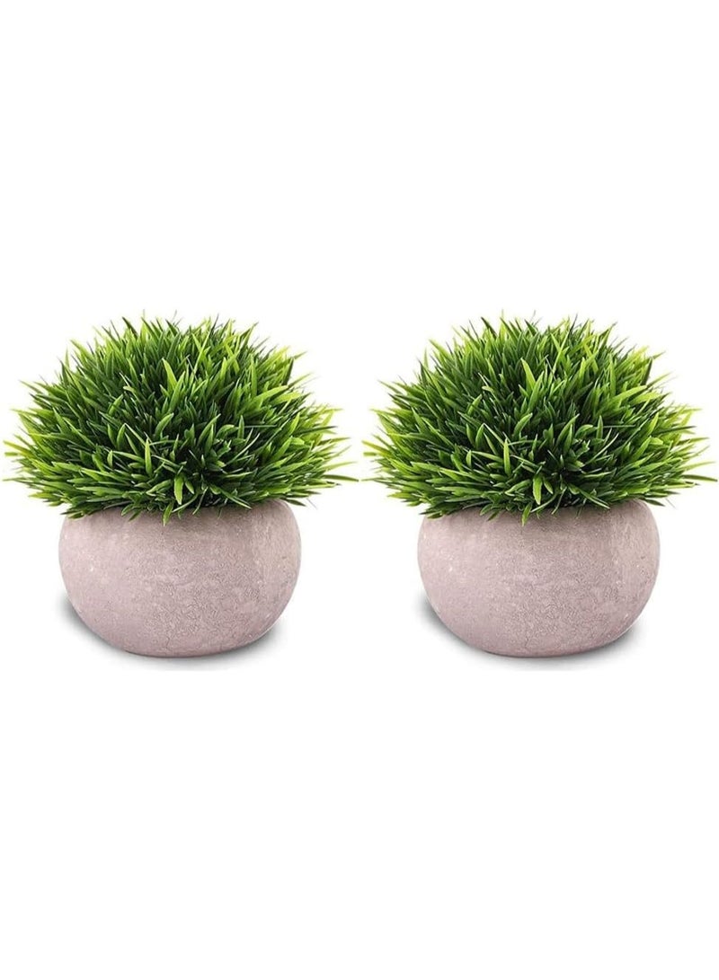 ALAMAREQ 2 Pots Artificial Plants Small Faux Plants Mini Fake Plants in Pots Cute Artificial Greenery for Home Bedroom Indoor Office Bathroom Farmhouse Room Coffee Table Decor Sharp Leaf - Image 2