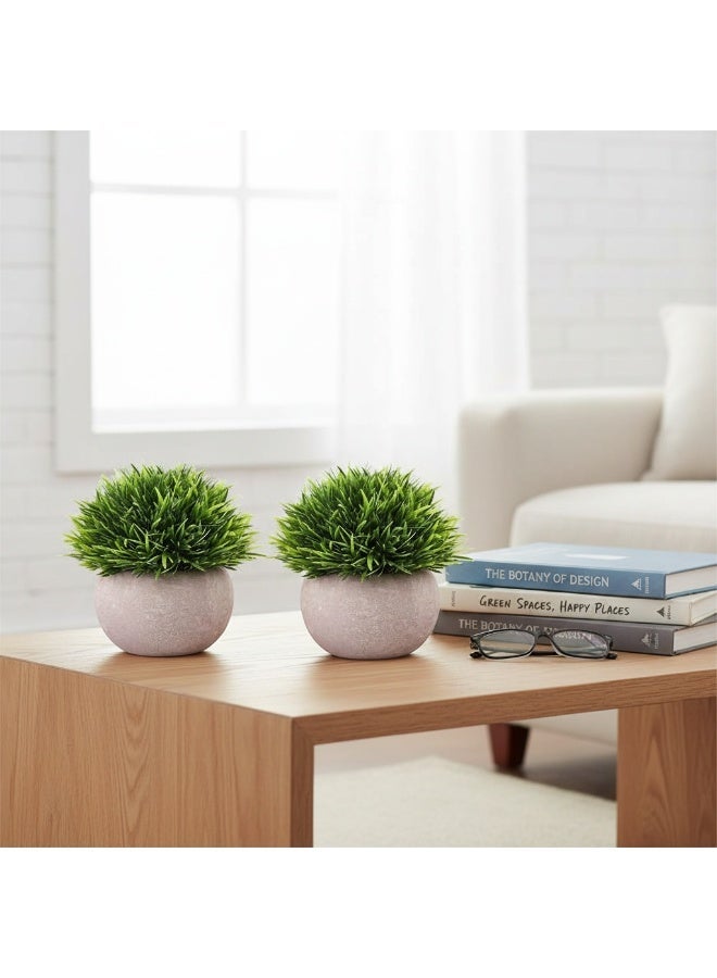 ALAMAREQ 2 Pots Artificial Plants Small Faux Plants Mini Fake Plants in Pots Cute Artificial Greenery for Home Bedroom Indoor Office Bathroom Farmhouse Room Coffee Table Decor Sharp Leaf - Image 1