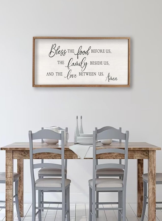 comurdyo Bless the Food Before Us Wall Decor Sign 40" X 15" Home Dining Room Wall Decor Framed Wood for Large Farmhouse Vintage Country Kitchen Living Room Wall Hanging Art (Wood) - Image 5