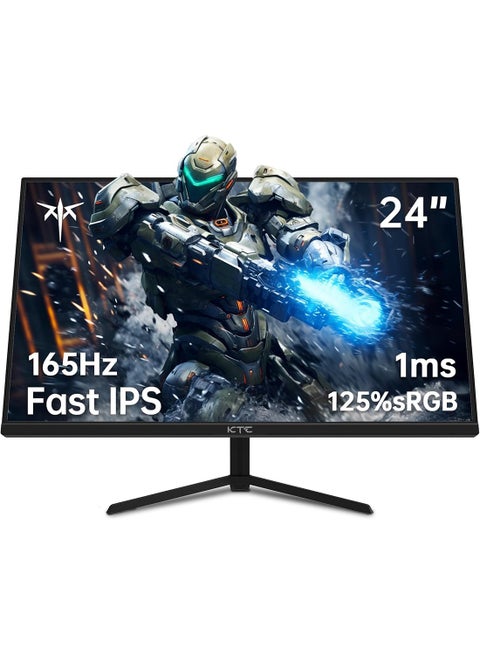 24 inch Monitor, Fast IPS 1080p 144Hz 165Hz 1ms, 125.25% sRGB, HDR, Borderless Gaming Monitor PC Monitor, FreeSync Premium & G-Sync, HDMI 2.0x2, DP1.4x2, Vesa Support, Eye Care for Gamers