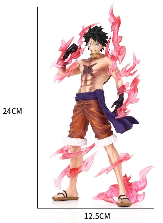 شخصية أنيمي قطعة واحدة لوفي، شخصية عمل لوفي مع تأثير الكرز المتدفق، تمثال نموذج شخصية PVC ممتاز، لعبة شخصية سوبر أنمي لديكورات سطح المكتب/المقتنيات، 12.5 × 24 سم - Image 2