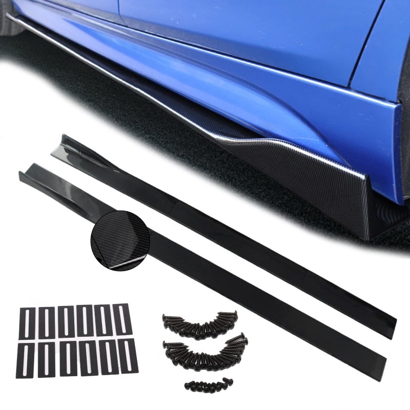 POSENG Universal Carbon Fiber Style 866 Inch Side Skirts Rocker Panels Extensions Compatible with SubaruVW MazdaMustang Honda Toyota BMW Chevrolet Ford Mazda