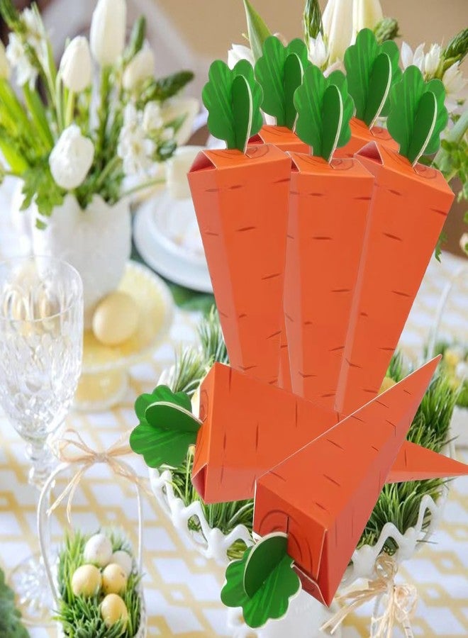AUOCATTAIL 20 Pcs Easter Carrot Treat Boxes 3D Carrot Shaped Cookie Candy Chocolate Basket Cardboard Box Gift Container Party Favor Bags for Easter Spring Themed Birthday Party Sweet Decoration - Image 5