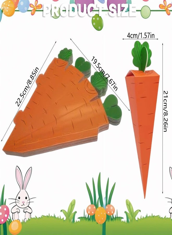AUOCATTAIL 20 Pcs Easter Carrot Treat Boxes 3D Carrot Shaped Cookie Candy Chocolate Basket Cardboard Box Gift Container Party Favor Bags for Easter Spring Themed Birthday Party Sweet Decoration - Image 2