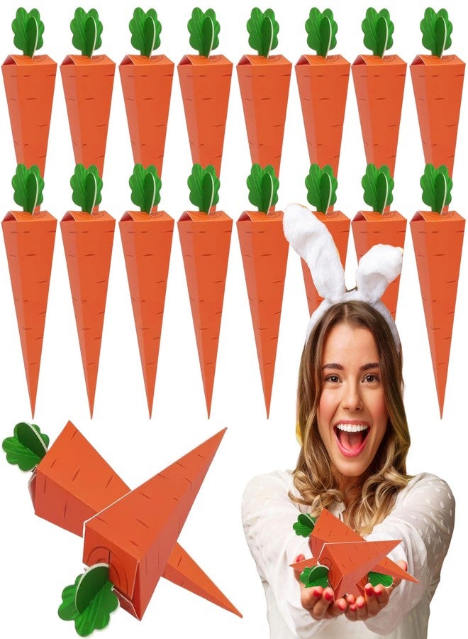 AUOCATTAIL 20 Pcs Easter Carrot Treat Boxes 3D Carrot Shaped Cookie Candy Chocolate Basket Cardboard Box Gift Container Party Favor Bags for Easter Spring Themed Birthday Party Sweet Decoration - Image 1