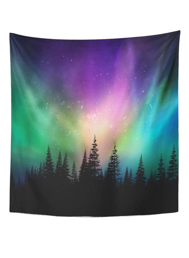 Emvency Tapestry Wall Hanging Colorful Canada Multicolored Northern Lights Borealis Canadian Forest 60" x 80" Home Decor Art Tapestries for Bedroom Living Room Dorm Apartment - Image 1