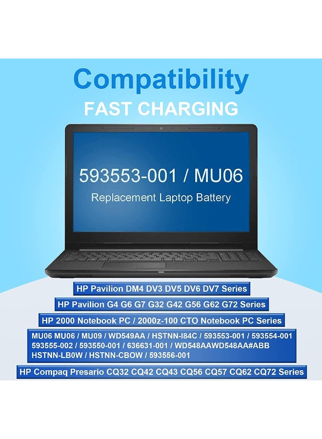 Zexen بطارية Zexen MU06 MU09 متوافقة مع HP G6 G7 G62 G72 G4 / 2000 PC / DV6 DV7 DM4 / Compaq Presario CQ32 CQ42 CQ43 CQ56 CQ57 CQ62 CQ72 435 436[10.8V 5200mAh 6Cell] - Image 4