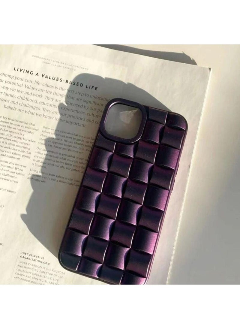 Color Fans - Matte Purple 3D Cube Weave Texture iPhone 14 13 12 Pro Max Case iPhone 14 13 12 Pro Case iPhone 14 Plus Case iPhone 14 13 12 Case - Image 1
