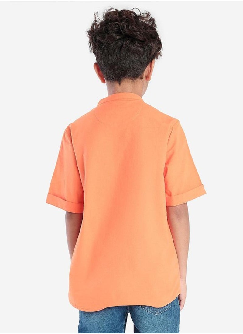 Bonkids Regular Long Sleeve Printed Orange Cotton Shirt For Boys 100 % Cotton  - Image 3