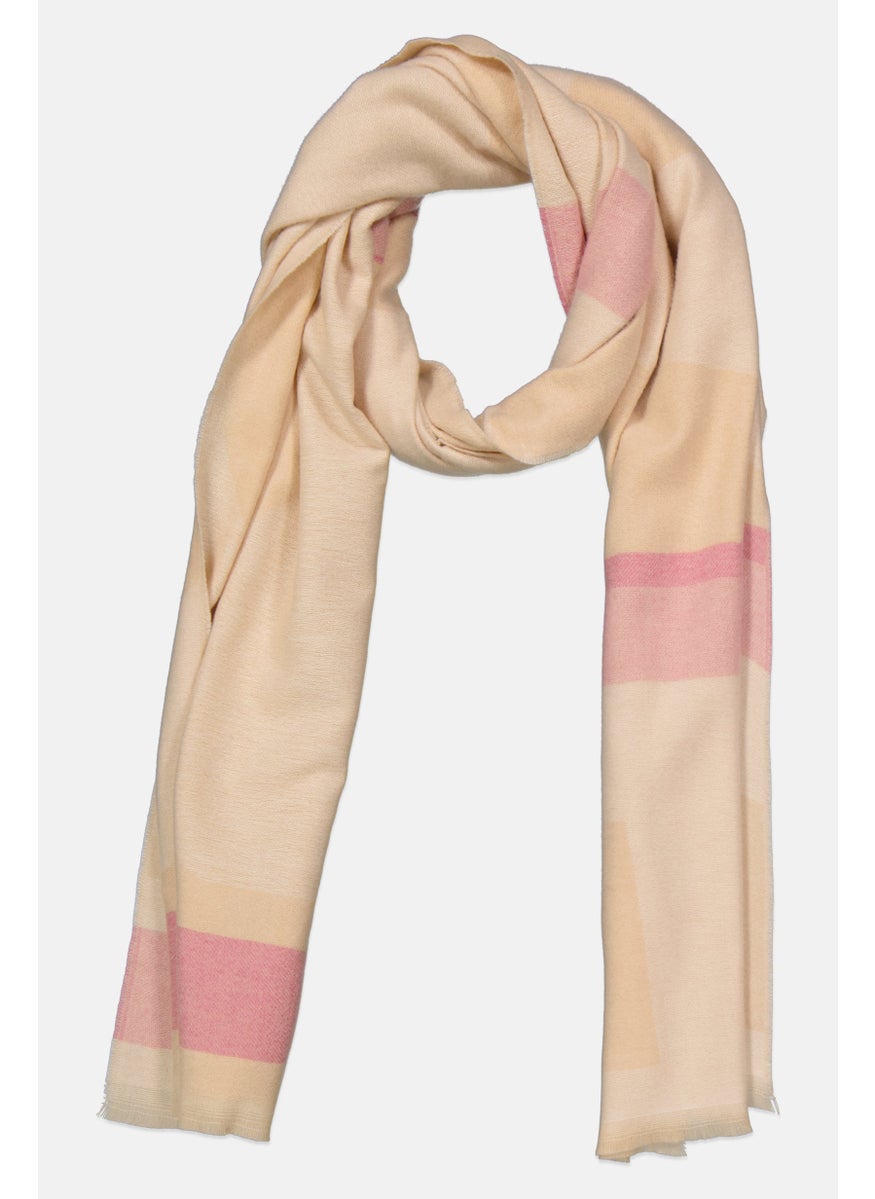 Tchibo Women Jacquard Scarf 50 x 210 cm, Beige  - Image 1