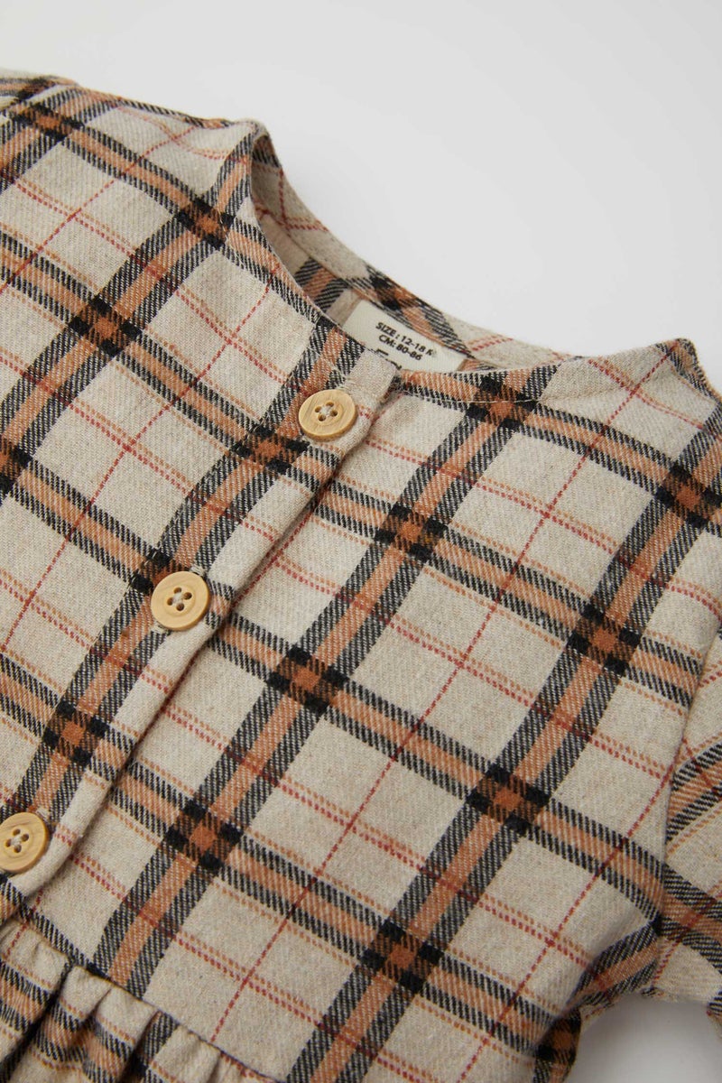 ديفاكتو فستان بيبي بناتي مكشكش كم طويل بياقة مستديرة - Image 5