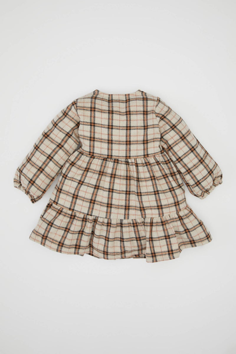 ديفاكتو فستان بيبي بناتي مكشكش كم طويل بياقة مستديرة - Image 4