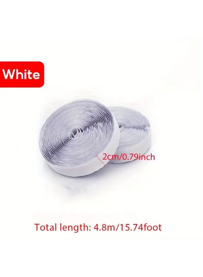 White Heavy Duty Double Sided Adhesive Strips 4 8m 15 75ft Nylon Hook and Loop Fasteners - Image 1