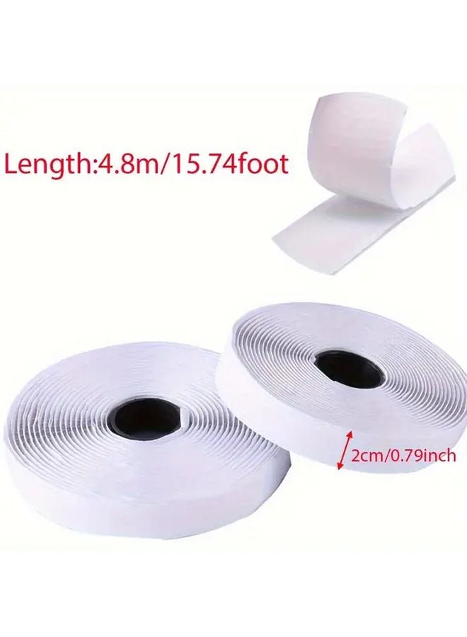 White Heavy Duty Double Sided Adhesive Strips 4 8m 15 75ft Nylon Hook and Loop Fasteners - Image 5