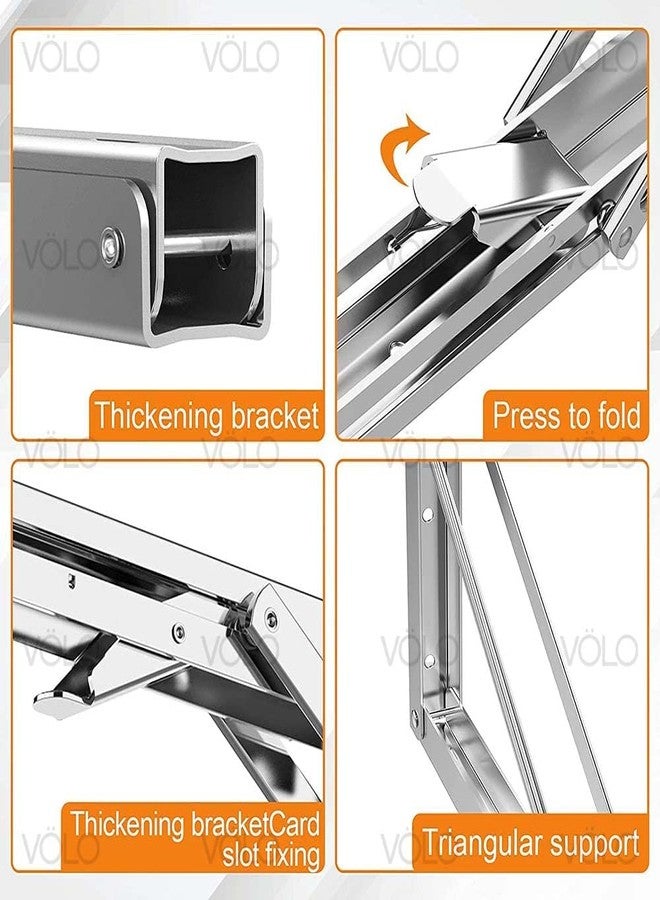 HYDERON Premium Heavy-Duty 300MM (12 Inch) Foldable Stainless Steel Bracket – Multipurpose Wall-Mounted Support for Fold-Down Tables and Racks | (Pack of 2 Pieces) - Image 2