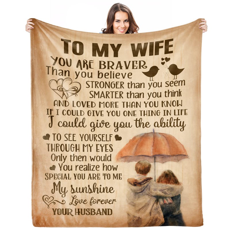 Kitdacnin Gifts for Wife Anniversary Wedding Gifts for Women Birthday Wife Gifts Ideas Healing Thoughts Blanket Presents for Her