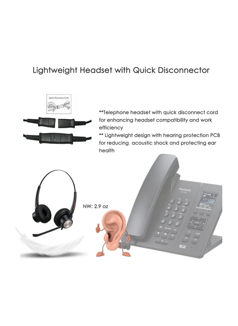 Emaiker Wired RJ9/RJ11 Office Headset with Noise Canceling Microphone for Landline Phone and IP Phone, Works with Yealin-k, Grandstreams, Snom, Fanvil ‎EMK810DQD002A