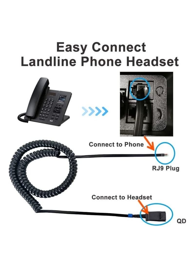 Emaiker Wired RJ9/RJ11 Office Headset with Noise Canceling Microphone for Landline Phone and IP Phone, Works with Yealin-k, Grandstreams, Snom, Fanvil ‎EMK810DQD002A