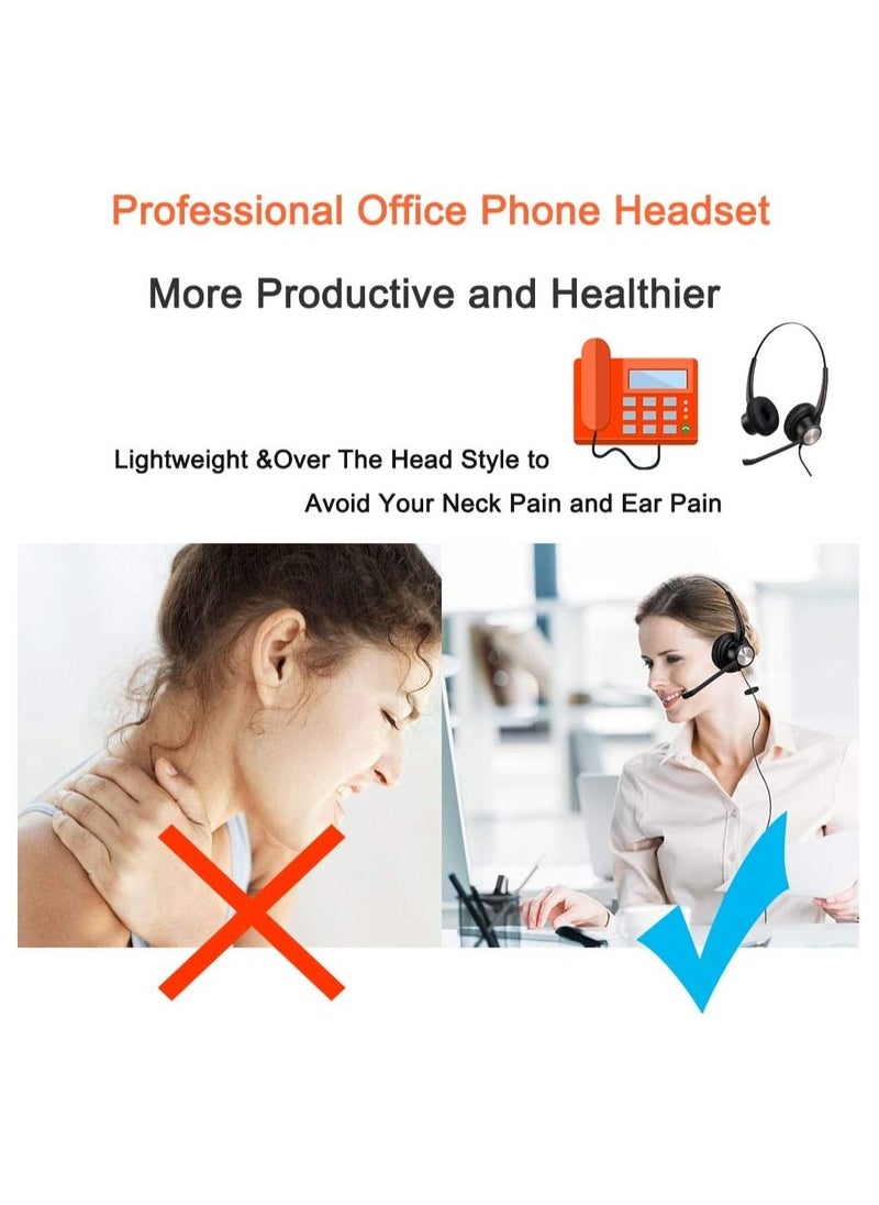 Emaiker Wired RJ9/RJ11 Office Headset with Noise Canceling Microphone for Landline Phone and IP Phone, Works with Yealin-k, Grandstreams, Snom, Fanvil ‎EMK810DQD002A