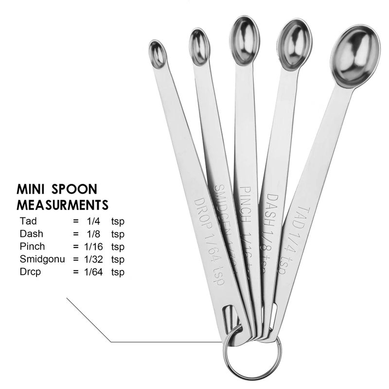 Kalsreui Measuring Spoons Set Mini Teaspoon Measuring Spoons Tiny Tsp Metal Measuring Spoons Stainless Steel Measuring Spoons 1/16 1/8 Teaspoon Measuring Spoon Small Measuring Spoons For Spice - Image 2