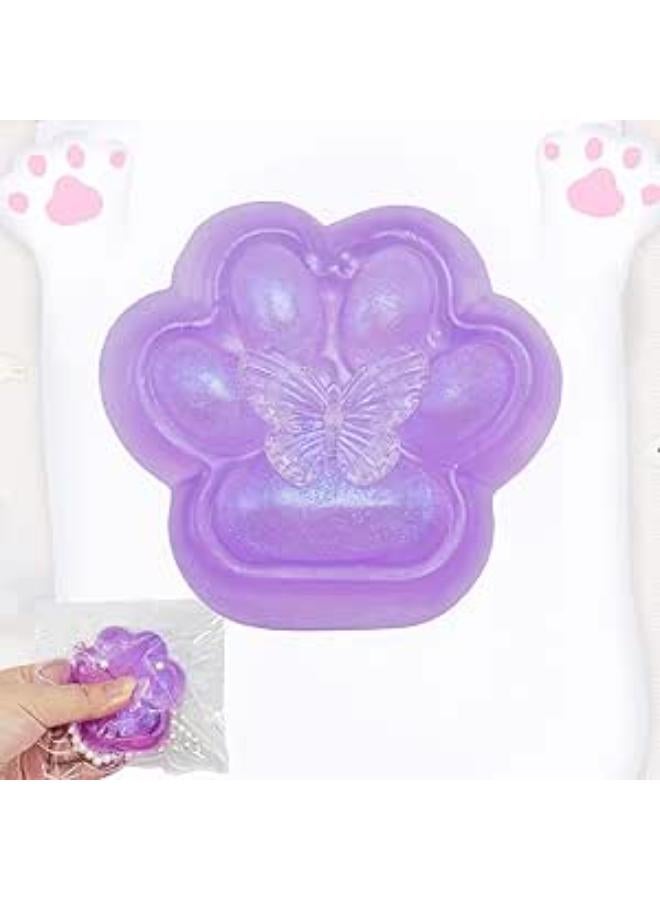 Taba Squishy Cat Paw Squeeze Toys Pinch Cute PVC Fufu Squishy Toys for Anxiety Relief Soft Stress Toys for Relaxation Party Favors Novelty Things Adults Birthdays Cosplay Party