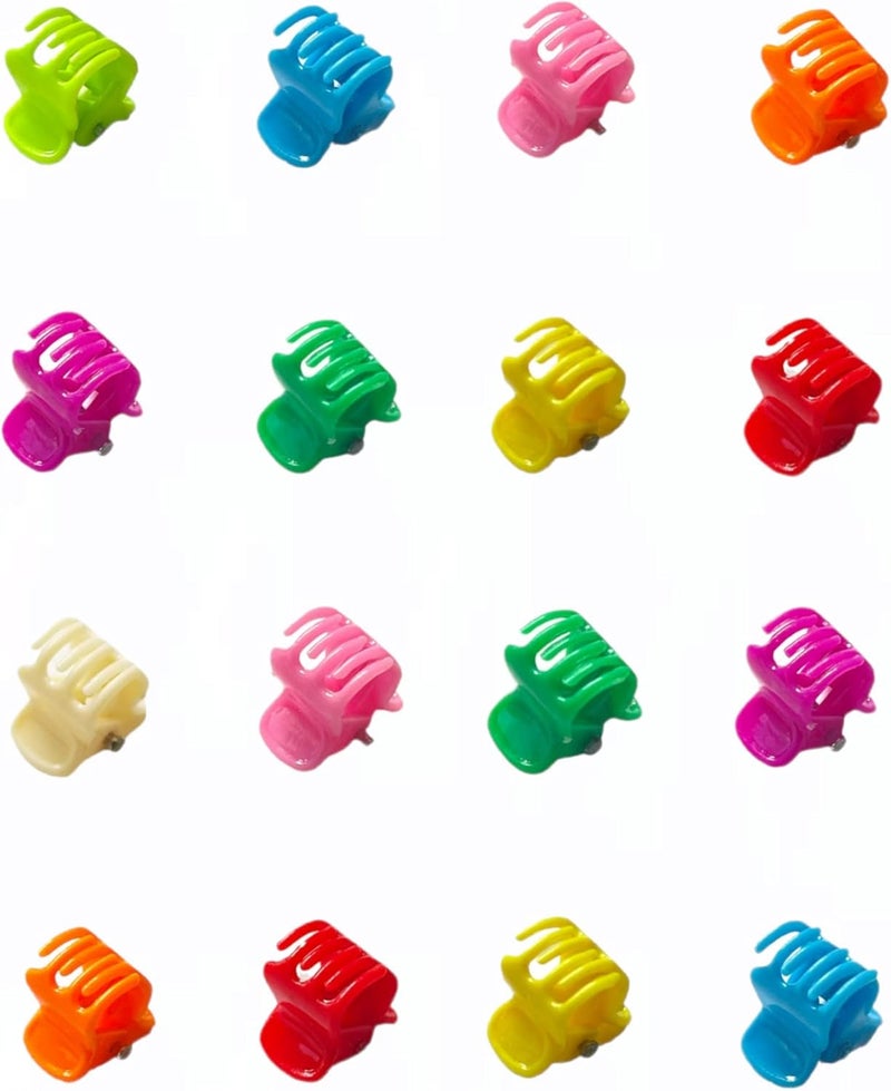 24 Multicolour Mini Hair Claw Clips Clamps Small Plastic Hair Clips Pins Grips Womens Girls Hair Accessories Mix Colour 1CM