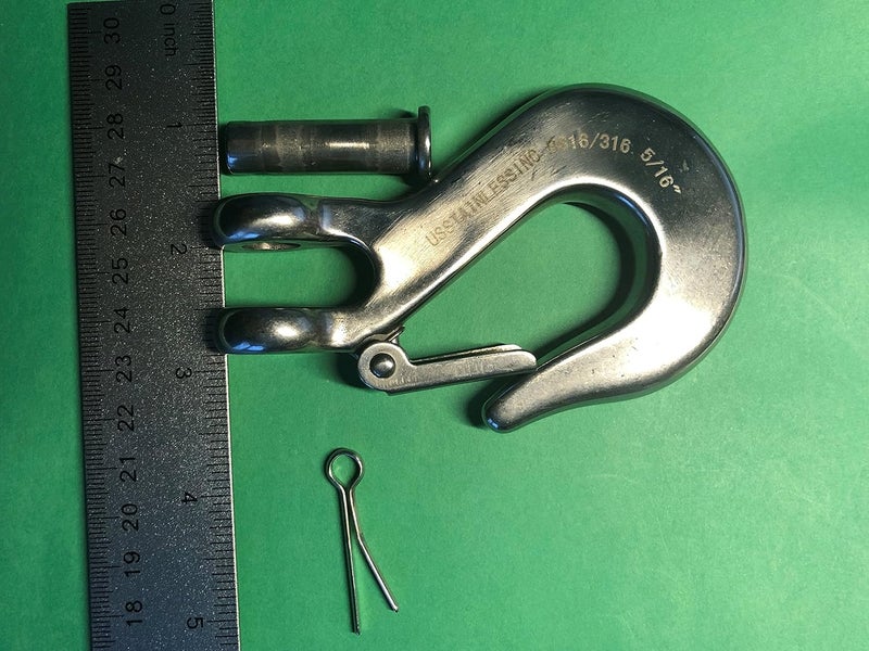 US Stainless Stainless Steel 316 Clevis Slip Hook with Safety Latch 5/16" Marine Grade - Image 5